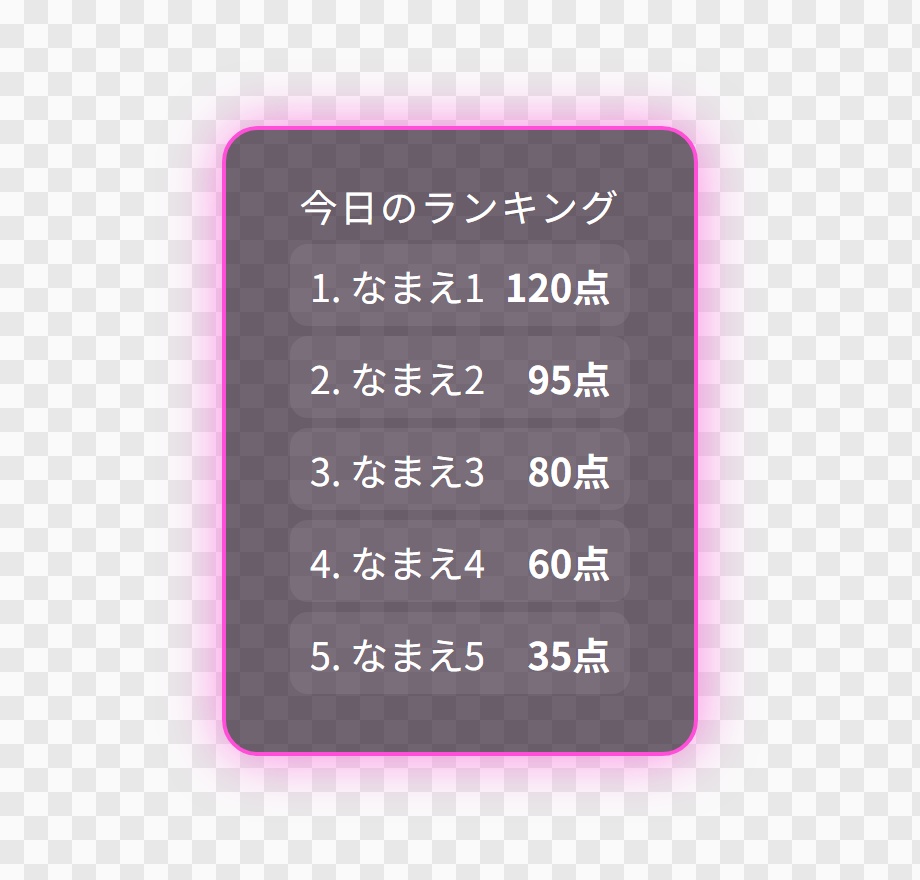 【OBS用】ランキング表(点数つき・最大10人)|10デザイン・設定は日本語で書き換えるだけ