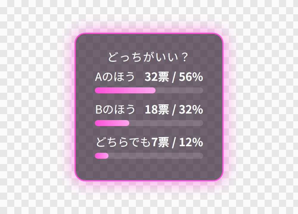 【OBS用】アンケートの結果(棒グラフ)|10デザイン・設定は日本語で書き換えるだけ
