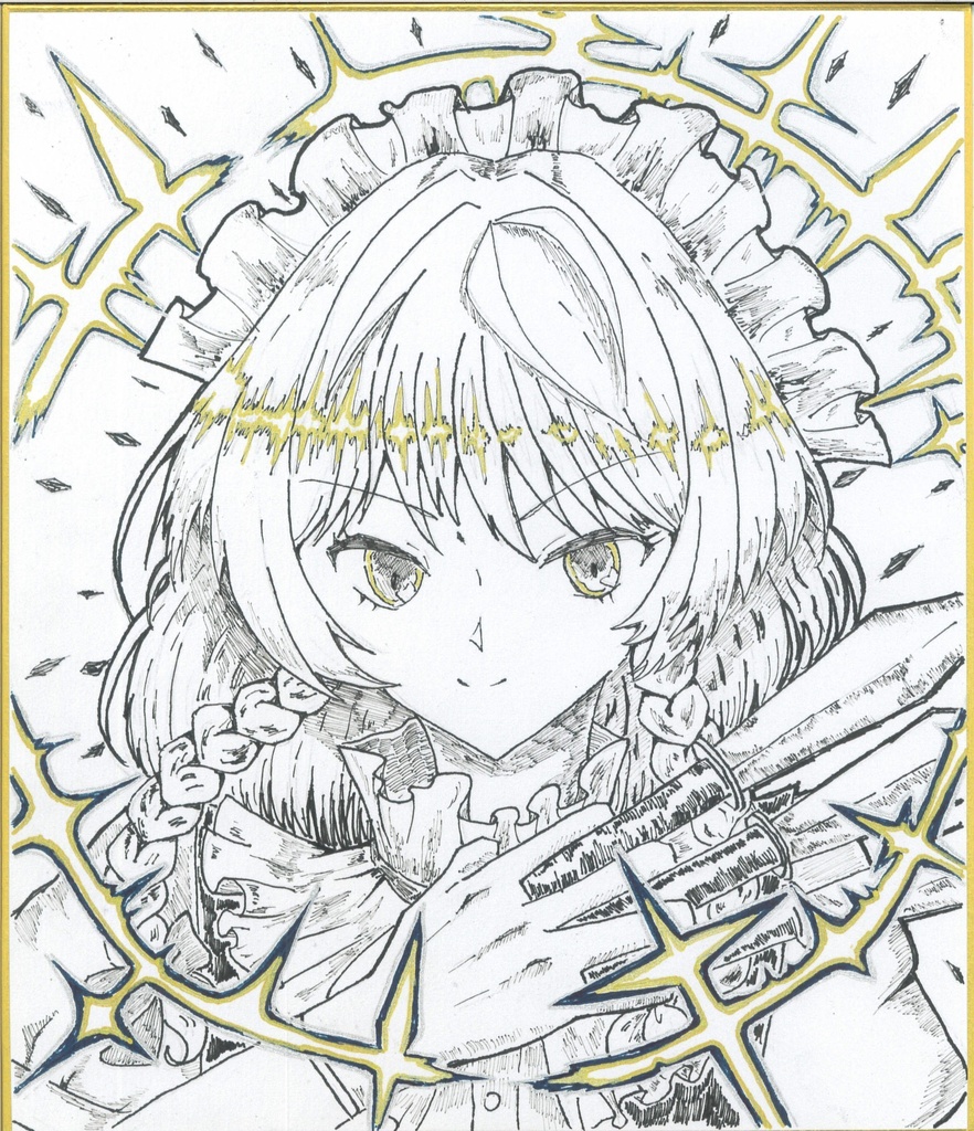 【手描き中色紙】東方project　十六夜咲夜　