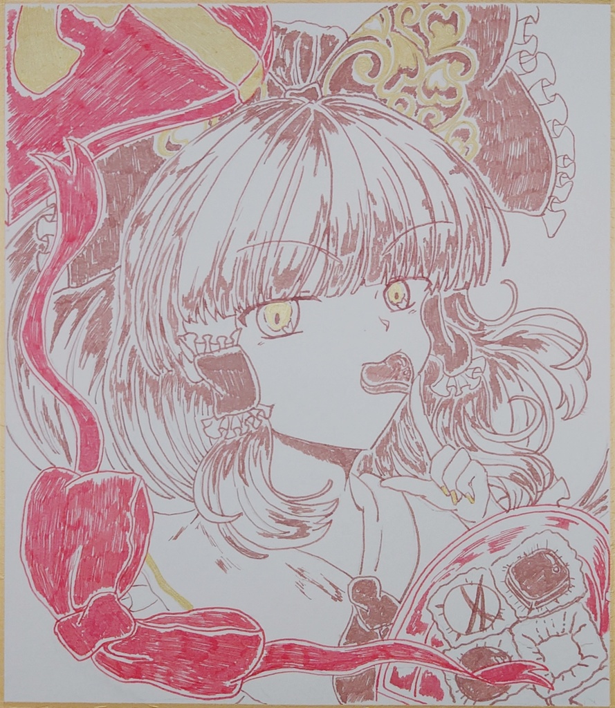 【手描き中色紙】東方project 博麗霊夢・霧雨魔理沙