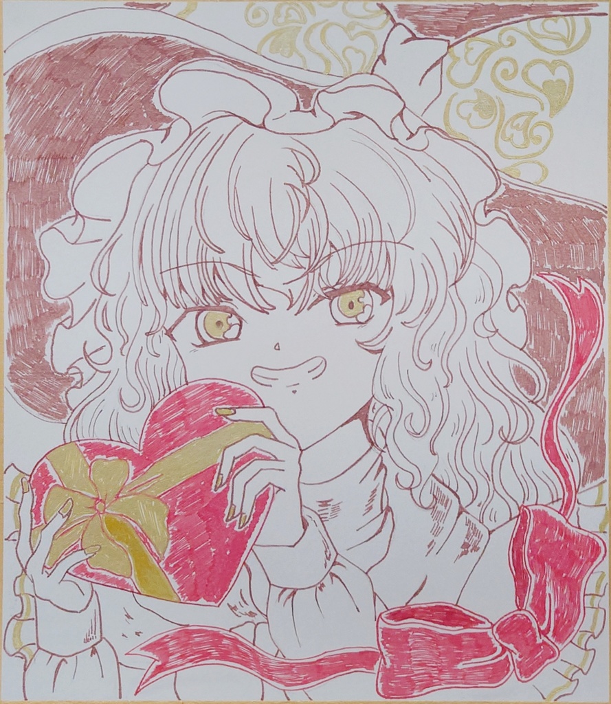 【手描き中色紙】東方project 博麗霊夢・霧雨魔理沙