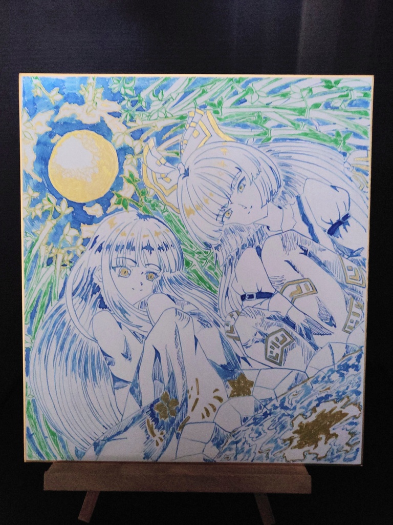 【手描き大色紙】東方project 蓬莱山輝夜・藤原妹紅