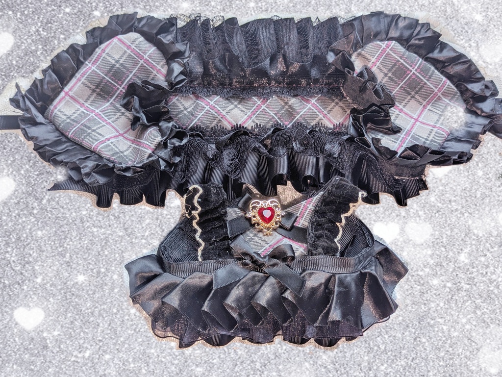 ブラック×レッド　チェック♡ヘッドドレス