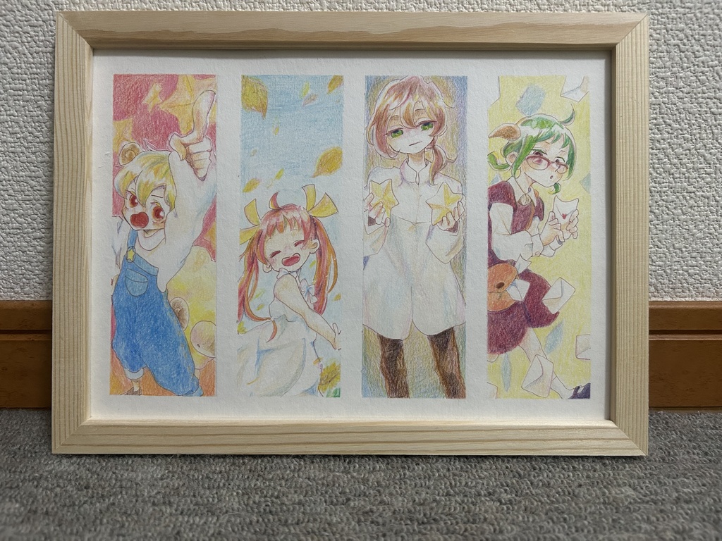 〈一点物〉手描きイラスト【ホロ擬:活動宮】原画*額付*色鉛筆画*オリキャラ