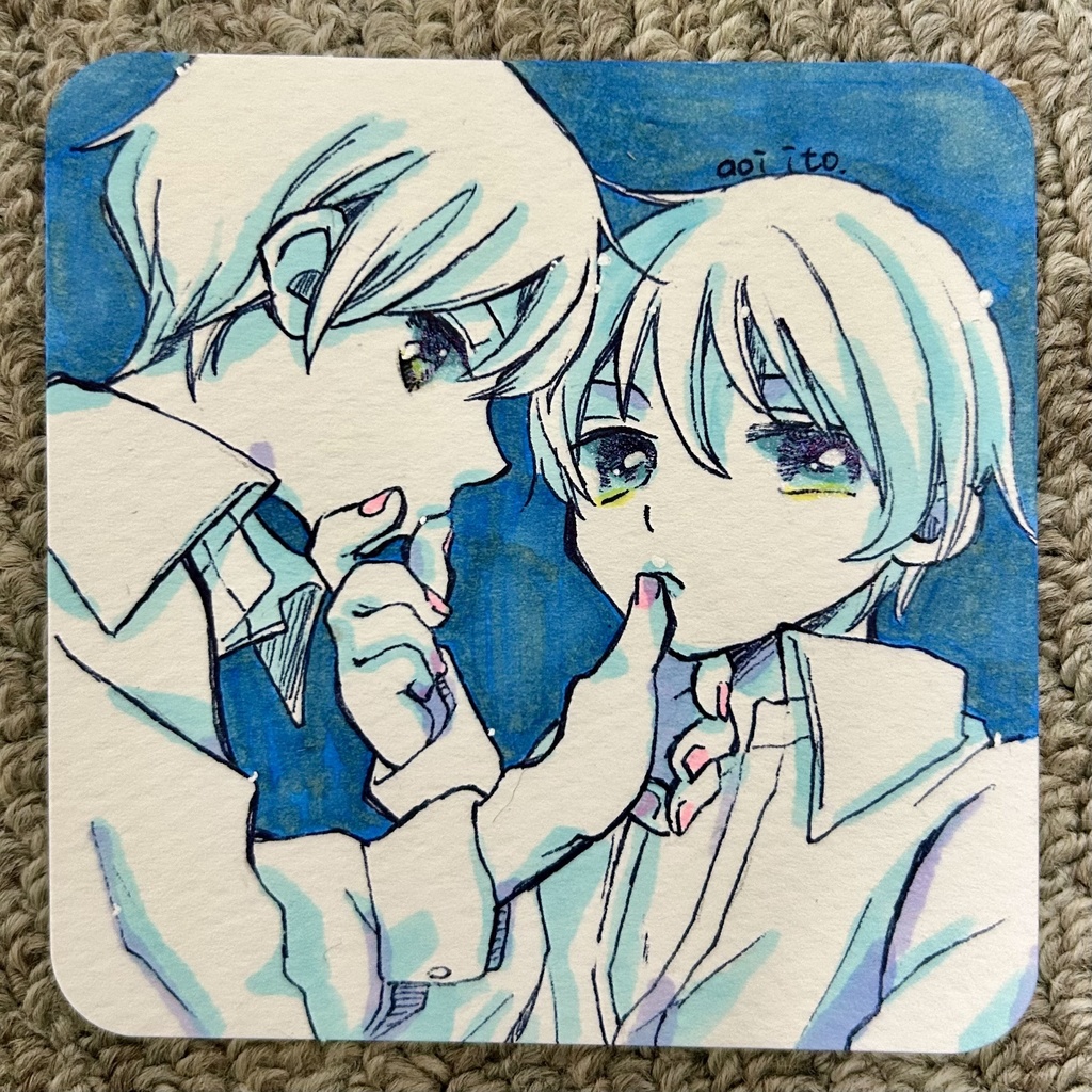 手描きイラスト：原画　創作双子　オリジナル　ドローイング７