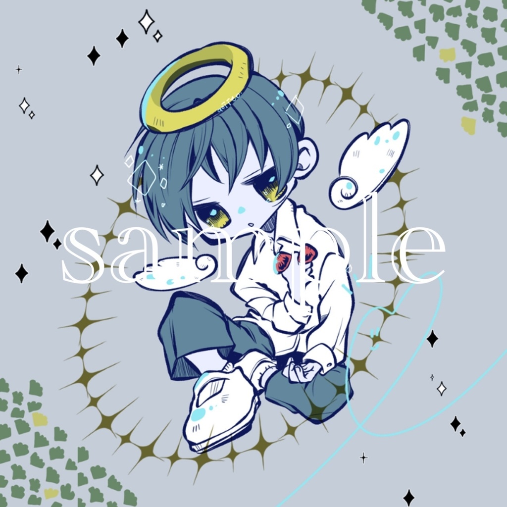 **手描きイラスト*キーホルダー*オリジナル*創作男子*天使**