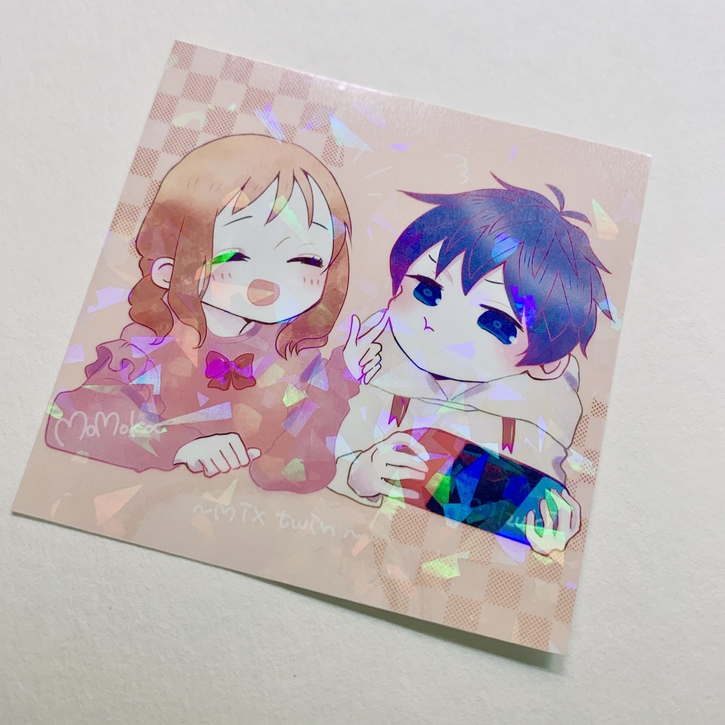 **オリジナルイラストカード*キラキラ*創作双子*かわいい*3枚セット**