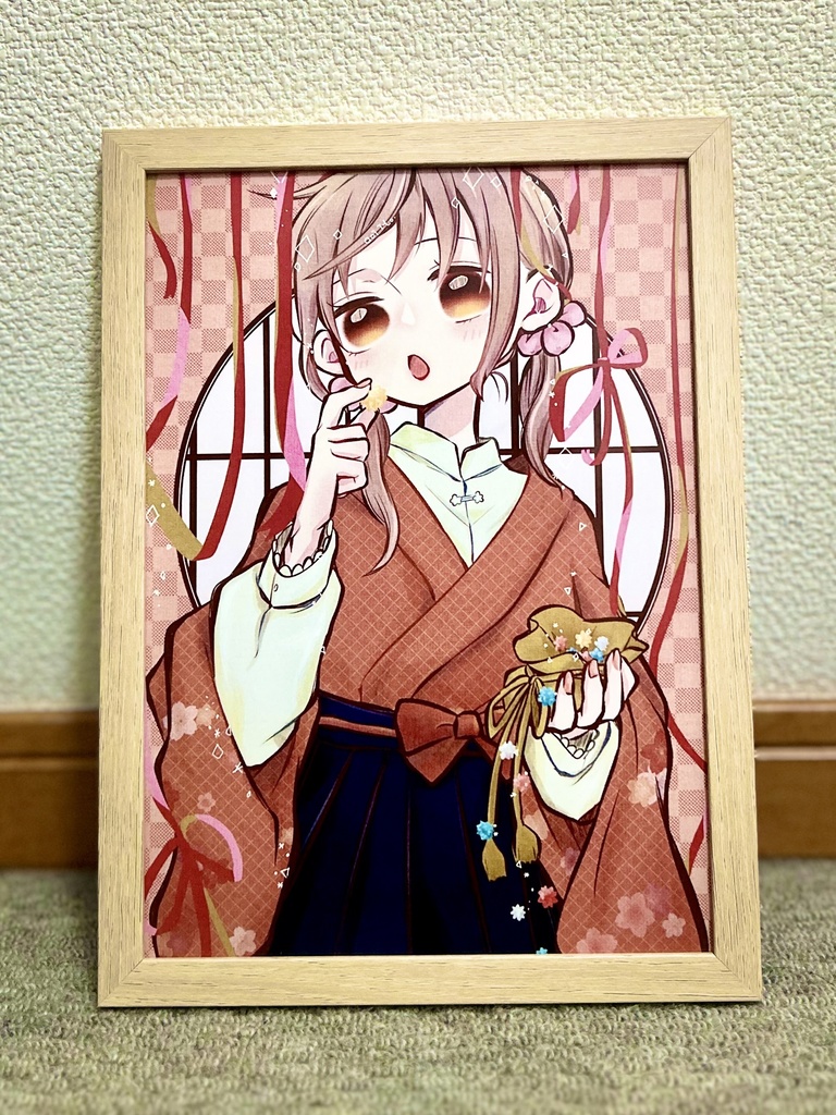 【額付オリジナルイラスト】金平糖を口に運ぶ 栞菜 B5