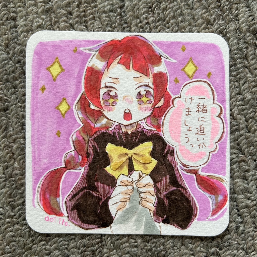 台詞【80】手描きイラスト:オリジナル 創作 原画 イラストカード