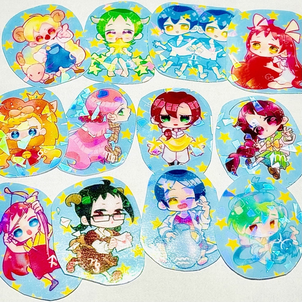12星座キャラクターフレークシール ⭐︎ 小さくてキラキラ!手作りオリジナルグッズ