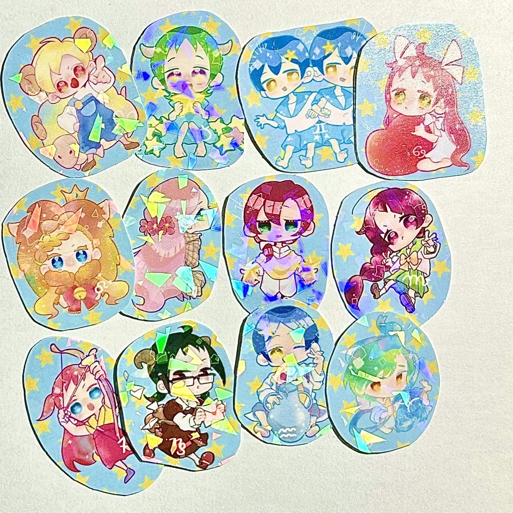 12星座キャラクターフレークシール ⭐︎ 小さくてキラキラ!手作りオリジナルグッズ