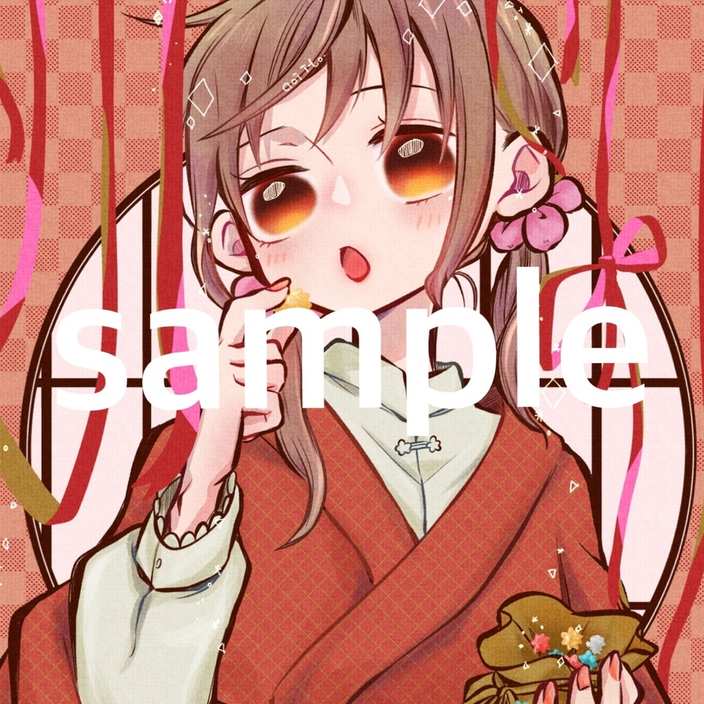 和装 × 和菓子|JAPANかわいい 【デジタル版イラスト】金平糖を口に運ぶ栞菜