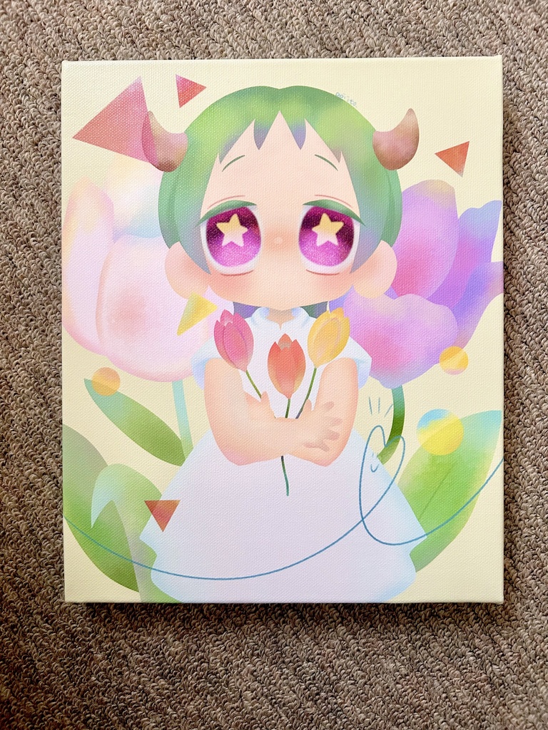 【キャンバスアート】『わたしの花言葉-Bloom as me-：おうし座』 F3キャンバス　オリジナルイラスト