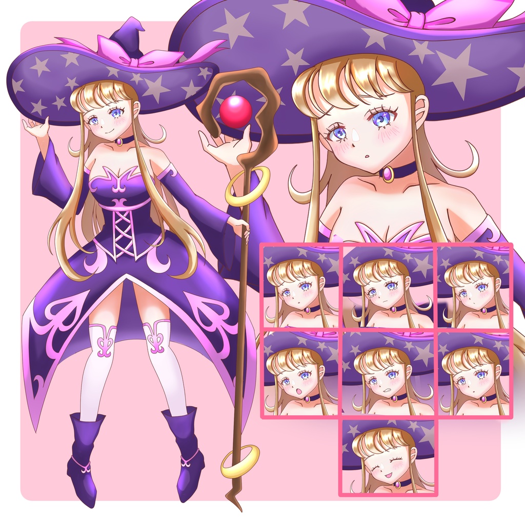 【立ち絵素材】表情8種！魔法使い（魔女）の立ち絵セット