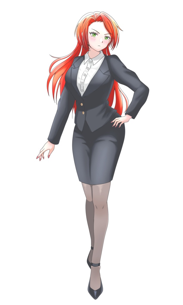 【立ち絵素材】表情8種!黒スーツの女性