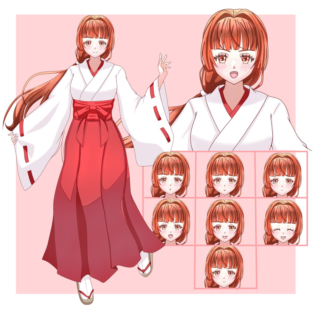 【立ち絵素材】表情８種！巫女の女性