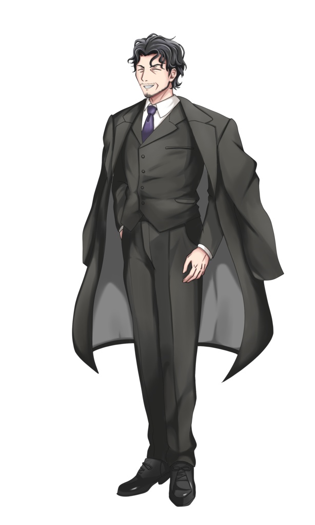 【表情差分10種】イケオジスーツ立ち絵(中年男性)