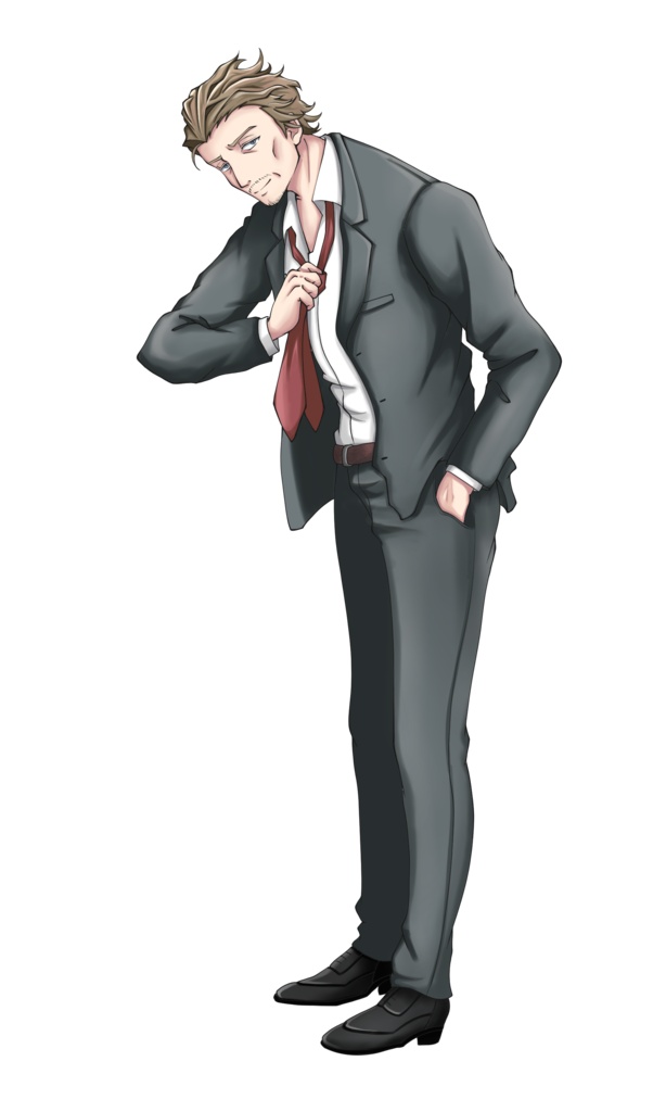 【表情差分8種】だるいイケオジスーツ立ち絵(中年男性)