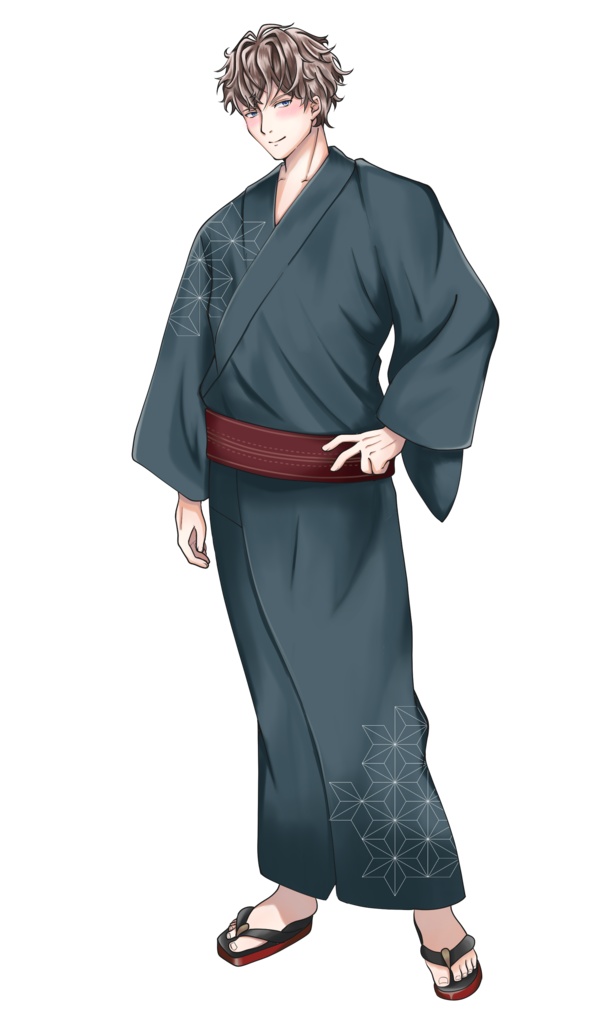 【表情差分8種】和服男子の立ち絵(イケメン男性)