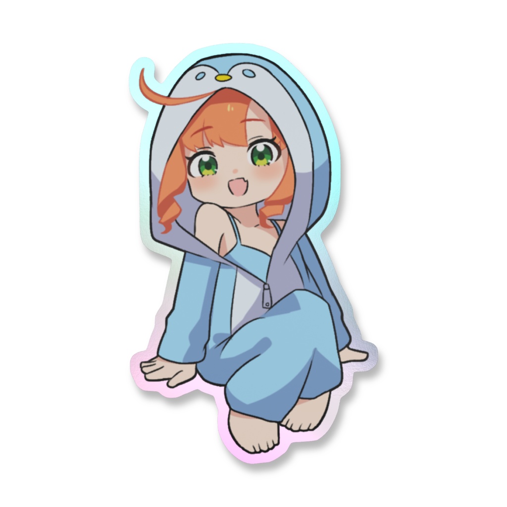 久遠シイ 7周年記念オーロラスマホステッカー-ペンギンきぐるみ-