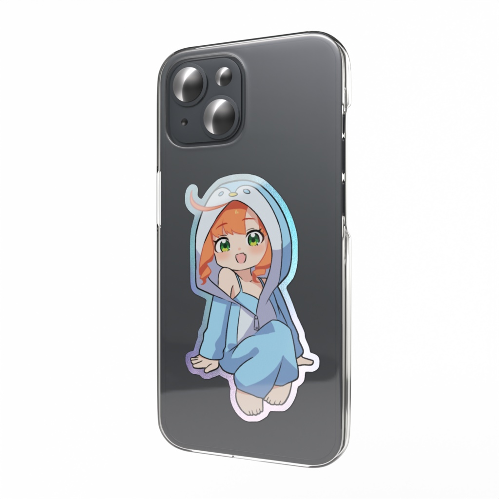 久遠シイ 7周年記念オーロラスマホステッカー-ペンギンきぐるみ-