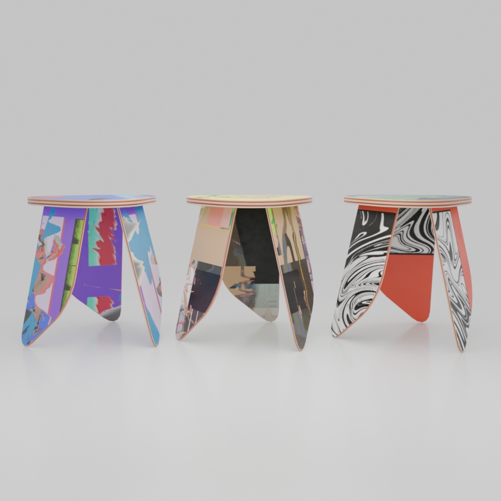 3DCG【DECK_STOOL】3colors