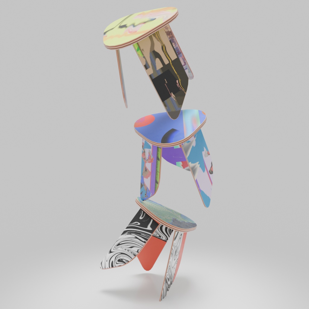 3DCG【DECK_STOOL】3colors