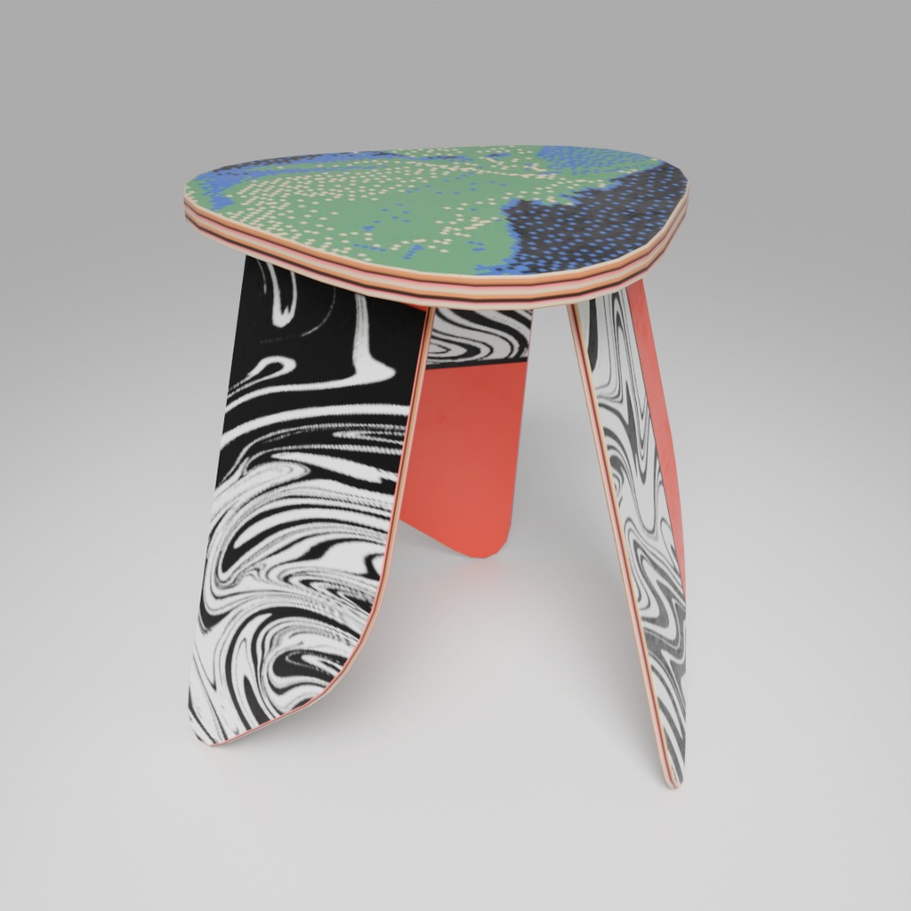 3DCG【DECK_STOOL】3colors