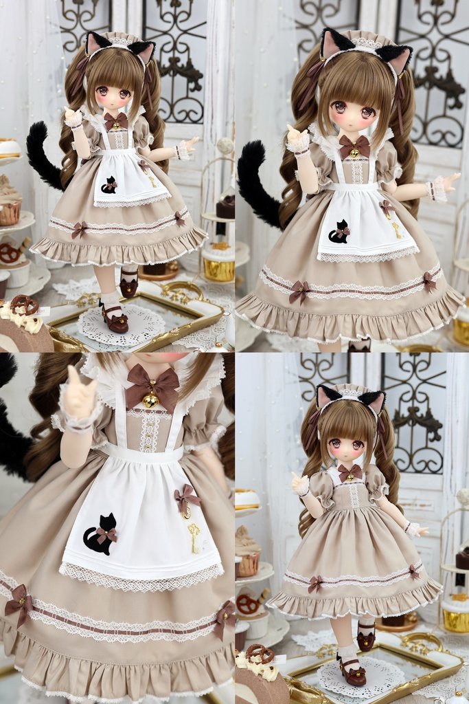 【即納品】「ニャンコのお茶会」1/4ドール衣装(MDD・KUMAKO用)