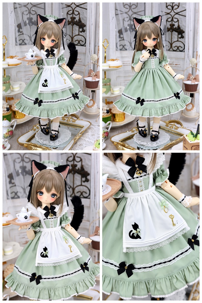 【受注予約3月2日まで】新色「ニャンコのお茶会」1/4ドール服(MDD・KUMAKO用)