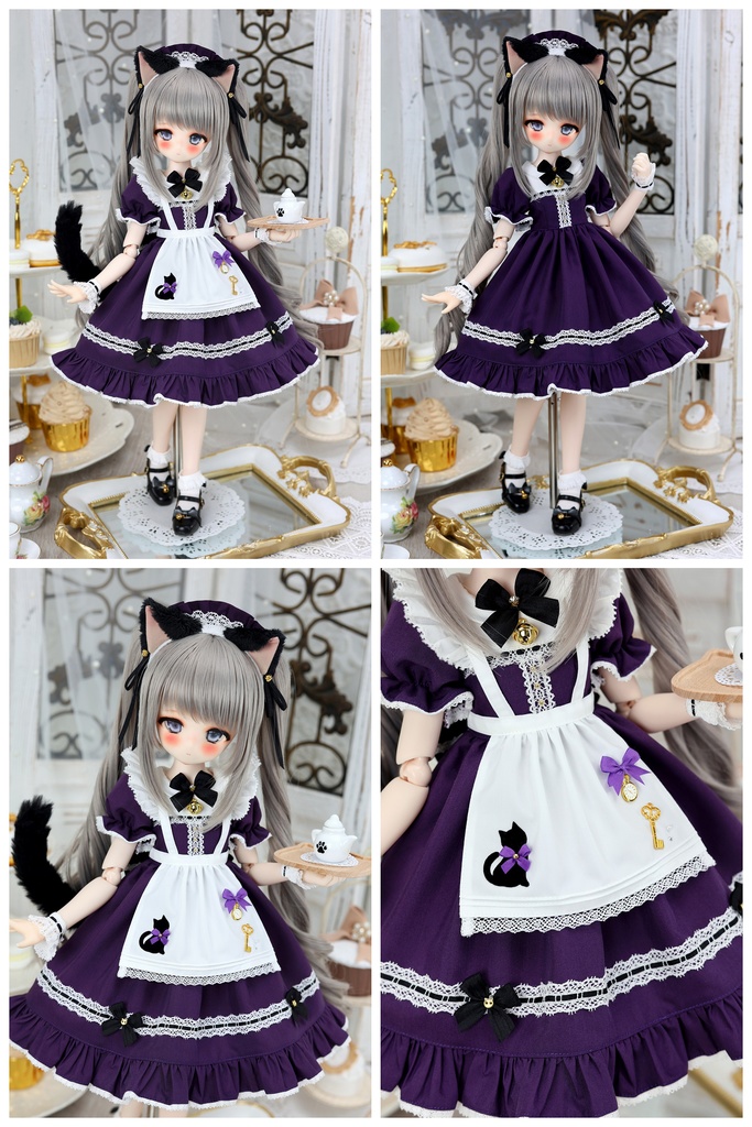 【受注予約3月2日まで】新色「ニャンコのお茶会」1/4ドール服(MDD・KUMAKO用)