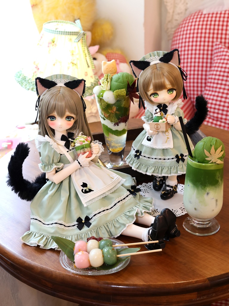 【受注予約3月2日まで】新色「ニャンコのお茶会」1/4ドール服(MDD・KUMAKO用)