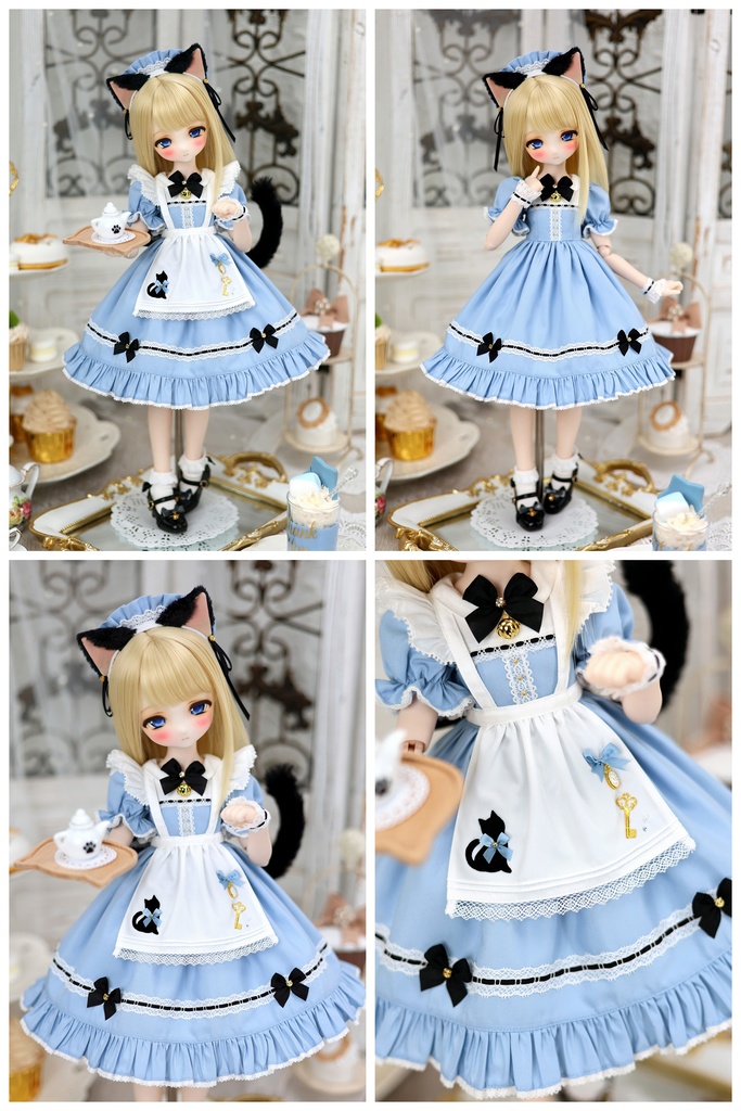 【受注予約3月2日まで】新色「ニャンコのお茶会」1/4ドール服(MDD・KUMAKO用)