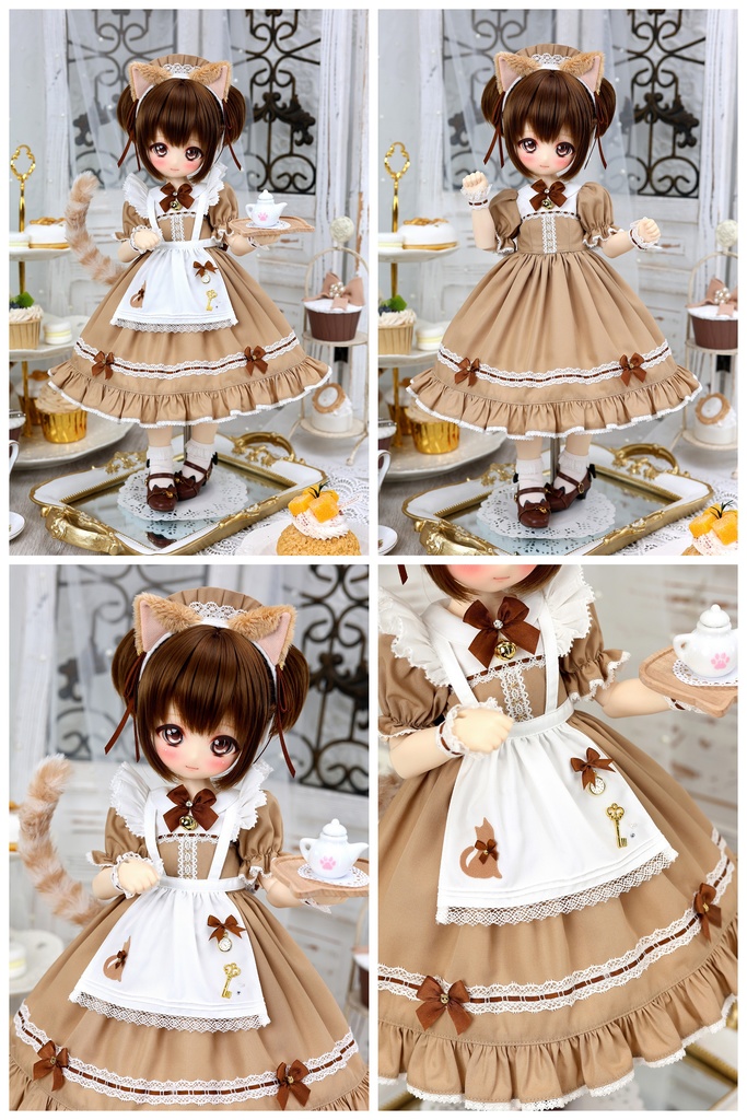 【受注予約3月2日まで】新色「ニャンコのお茶会」1/4ドール服(MDD・KUMAKO用)