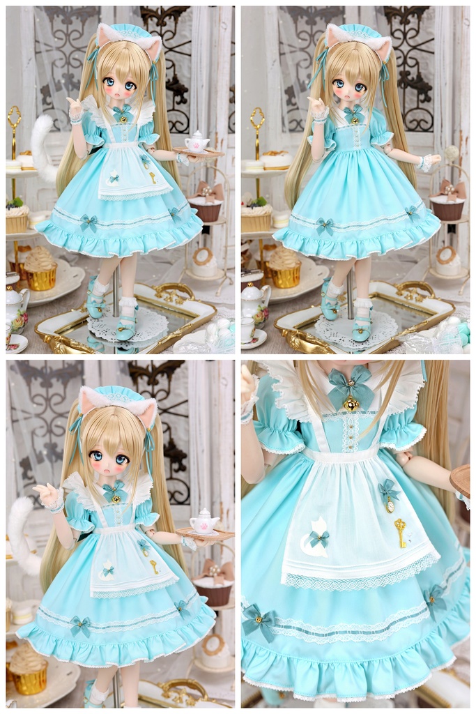 【受注予約3月2日まで】新色「ニャンコのお茶会」1/4ドール服(MDD・KUMAKO用)