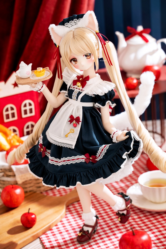 【受注予約3月2日まで】新色「ニャンコのお茶会」1/4ドール服(MDD・KUMAKO用)