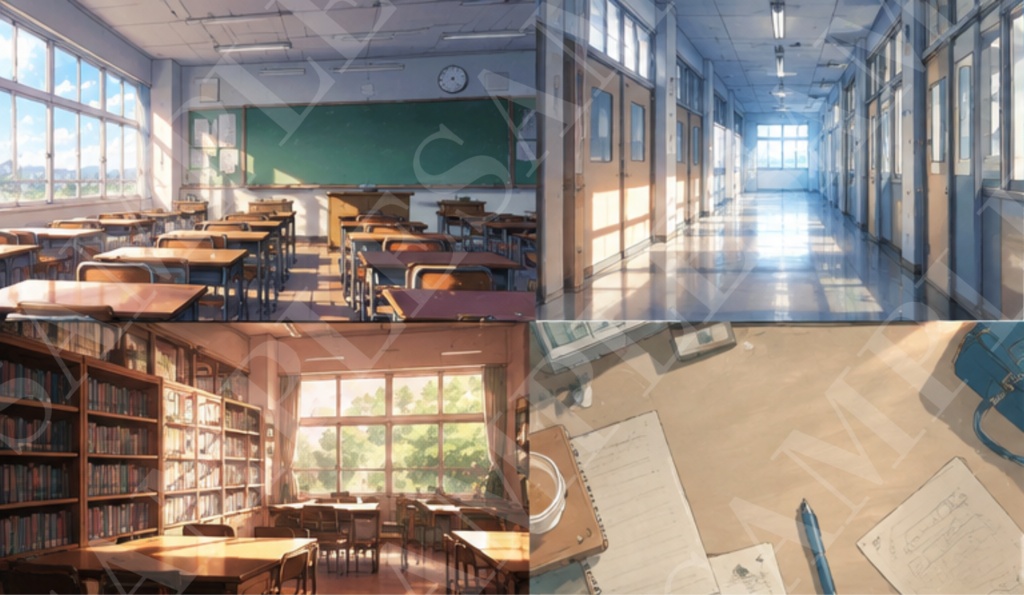学校背景デザイン素材 20種セット