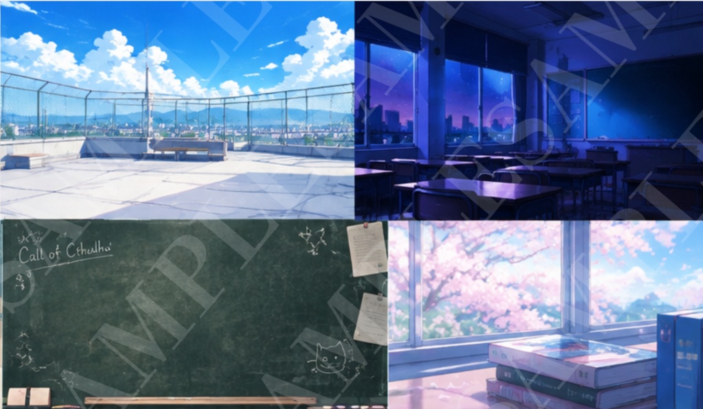 学校背景デザイン素材 20種セット