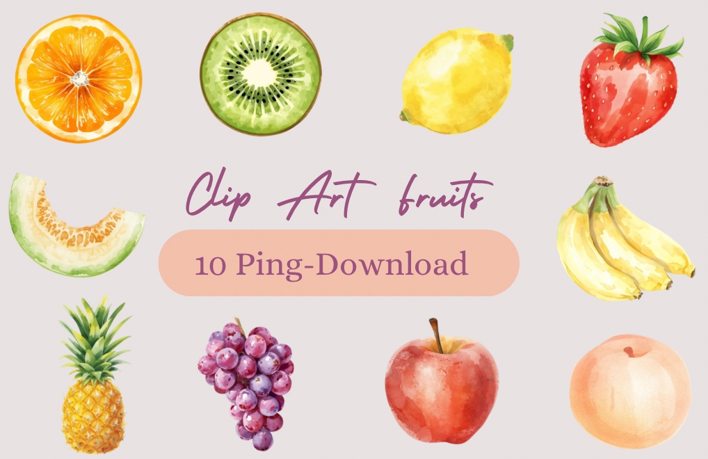 水彩画風・果物クリップアートセット(全10点)