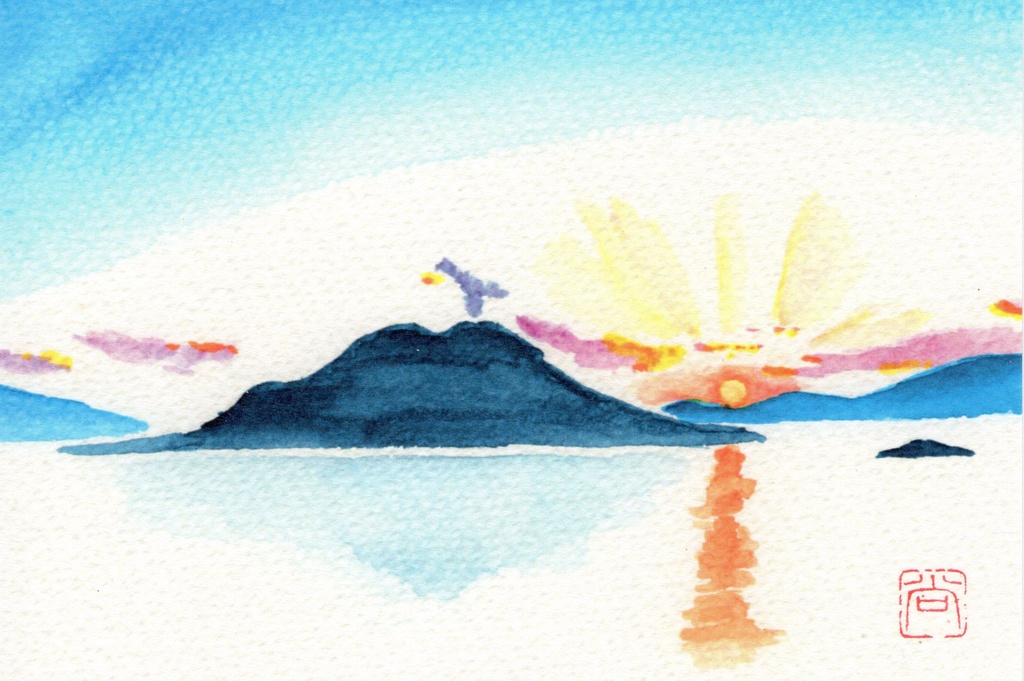 水彩絵ポストカード