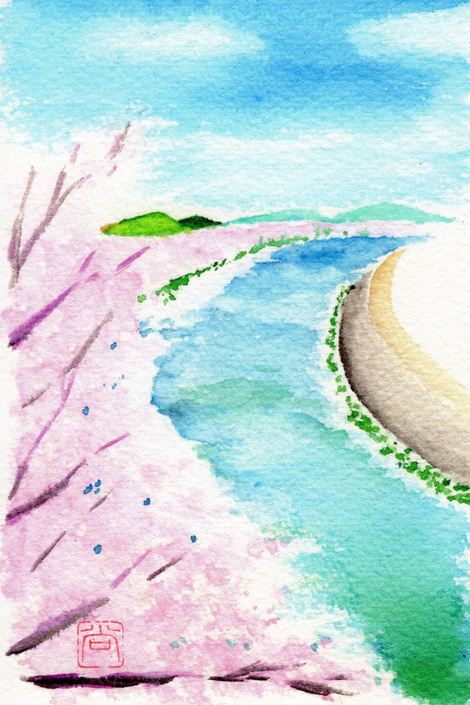 水彩絵ポストカード