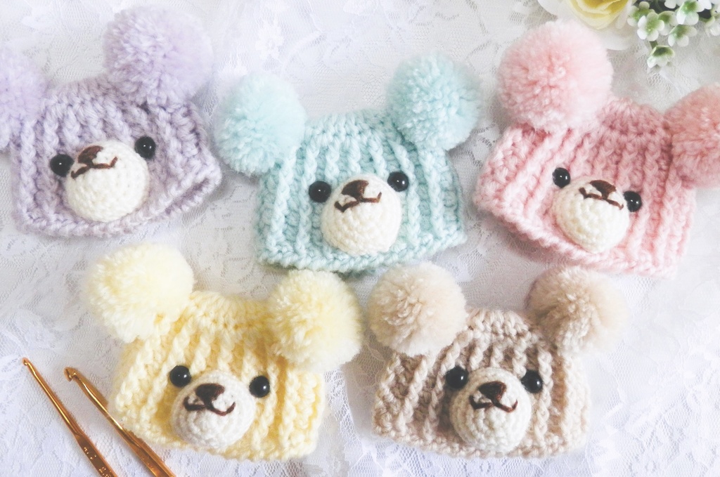 春色クマさんニット帽【大】