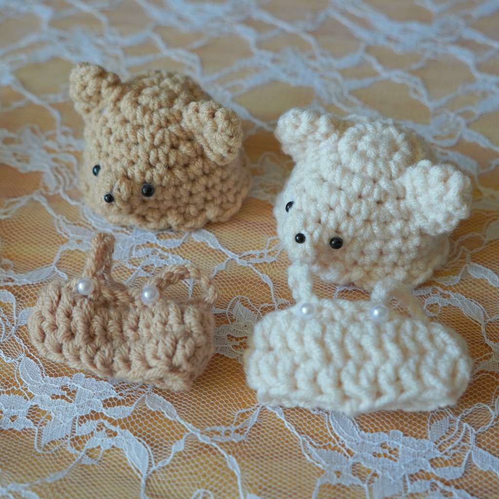 8cm用ぬい服 くま帽子&サロペット