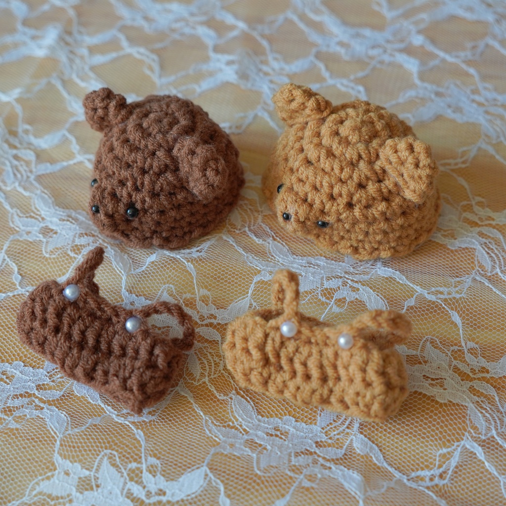 8cm用ぬい服 くま帽子&サロペット