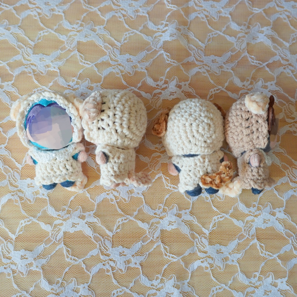 8cm用ぬい服 いぬみみボンネット&しっぽ付きワンピース