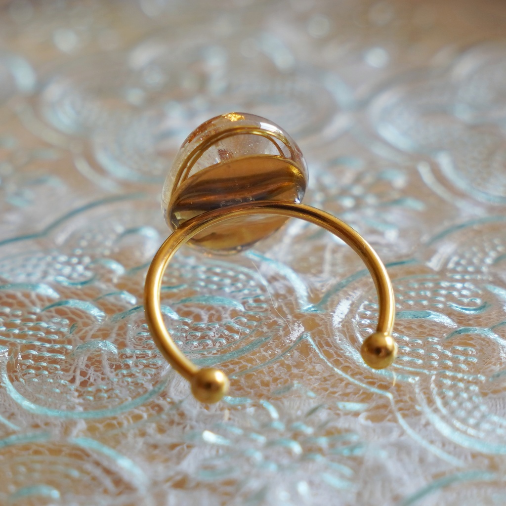 【一点物】お花のレジンリング ドライフラワーのアンティーク風アクセサリー