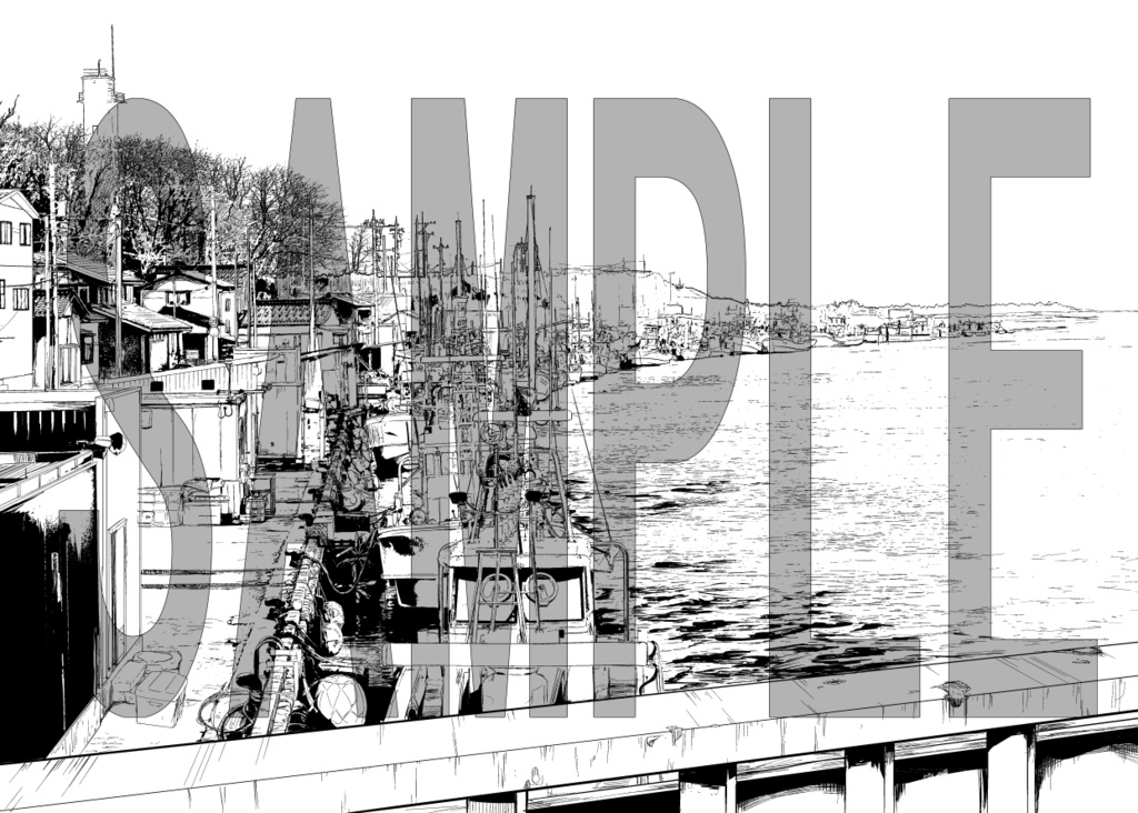 【マンガ背景素材】漁港