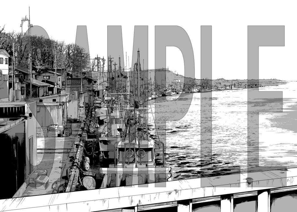 【マンガ背景素材】漁港