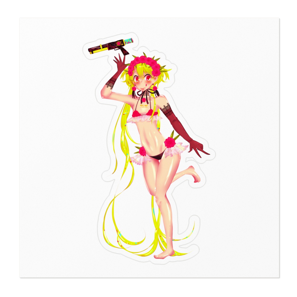 夾竹桃のキョウちゃんステッカー(白)