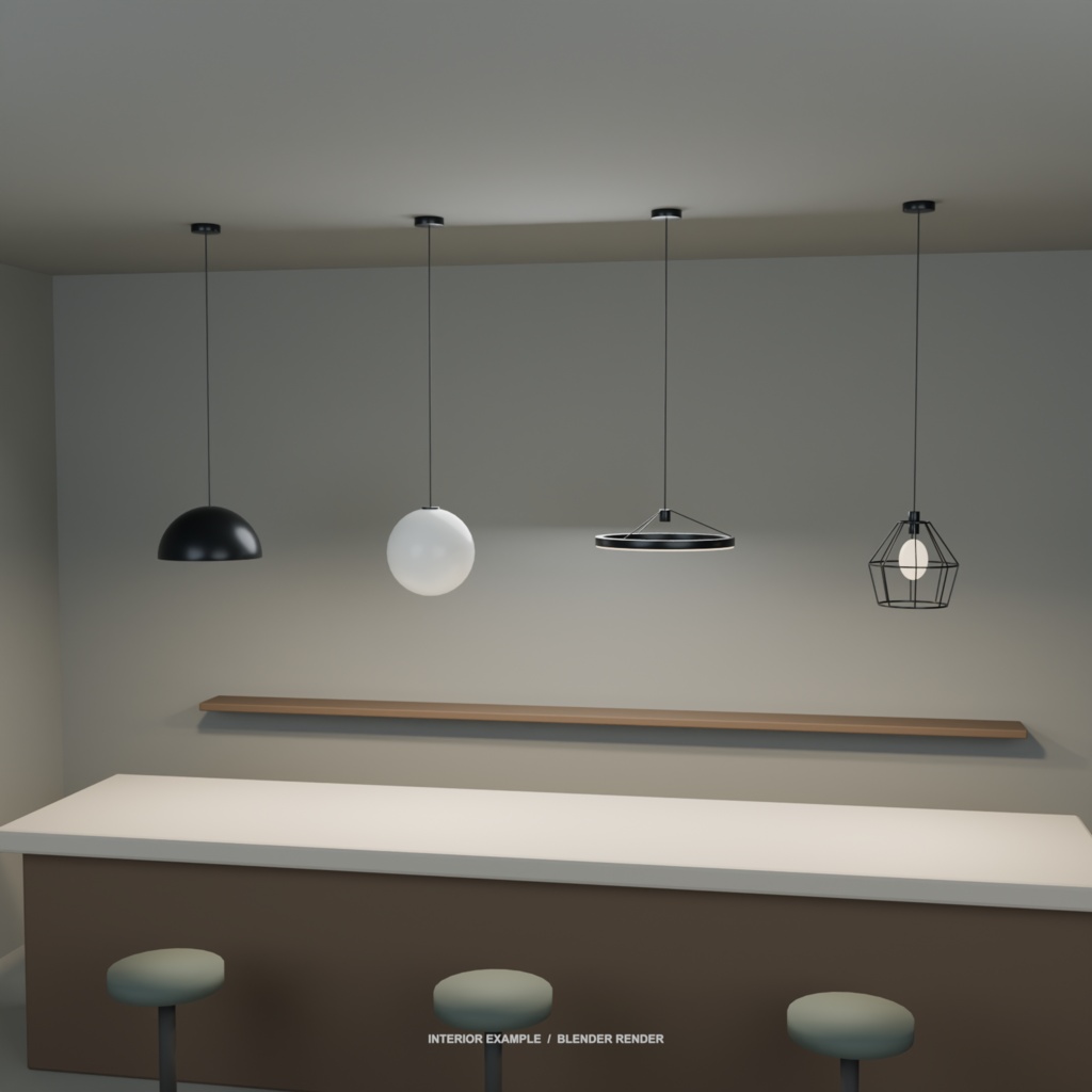 Modern Pendant Lights Vol.1|ペンダントライト8種(FBX+Blend)